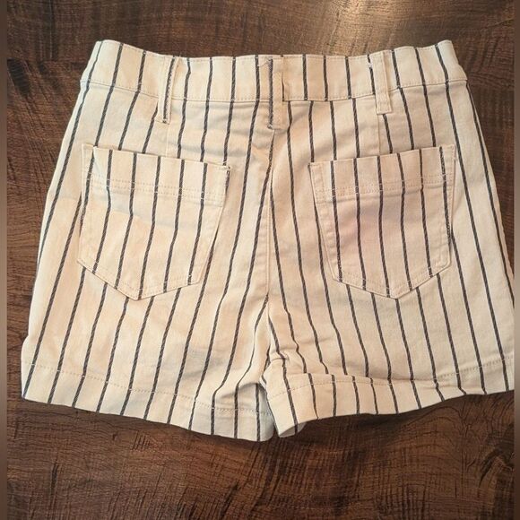 Rewash High Waist Striped Shorts - Cream and Navy - Picture 7 of 7